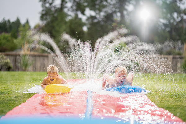 kids on slip and slide